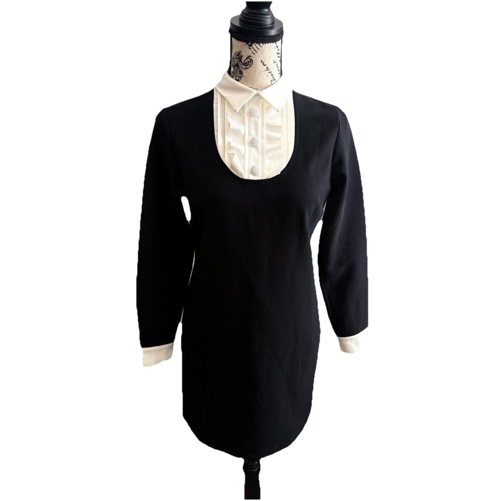 Topshop Tuxedo Size 4 Dress Black Beige Aline WorkCore Old Money Romantic Glam
